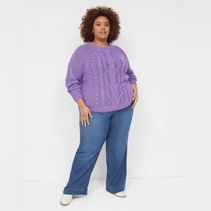 Lane Bryant Lavender Cable Knit Sweater